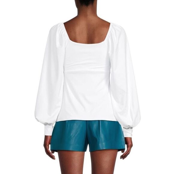 NEW Susana Monaco Square Neck Gathered Sleeve Long Sleeve Top Grape Jam XS - Picture 6 of 7